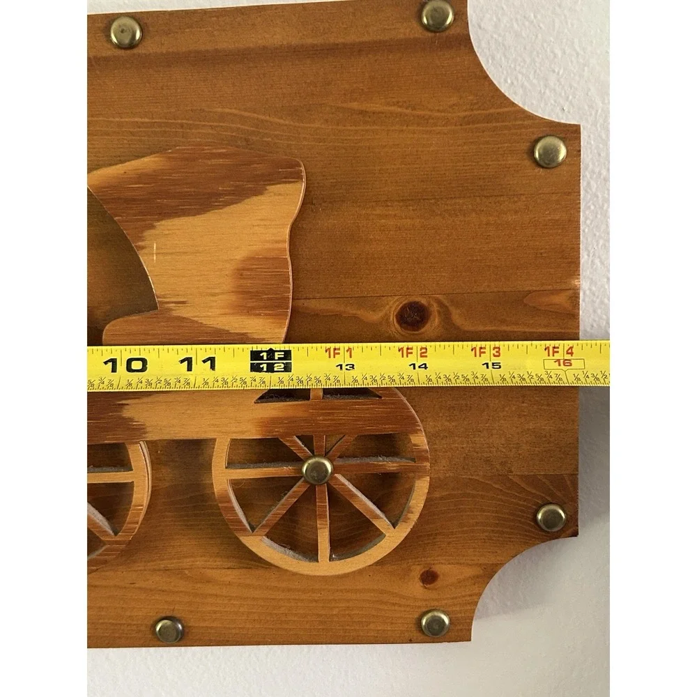 Vintage Handmade 3D Wooden Wall Decor Horse & Buggy‎ Country Farmhouse